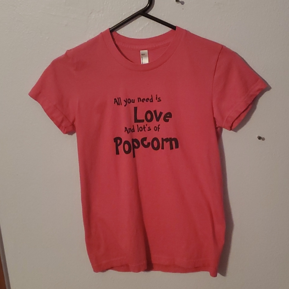 Pink Popcorn Tee Shirt, American Apperal, Medium